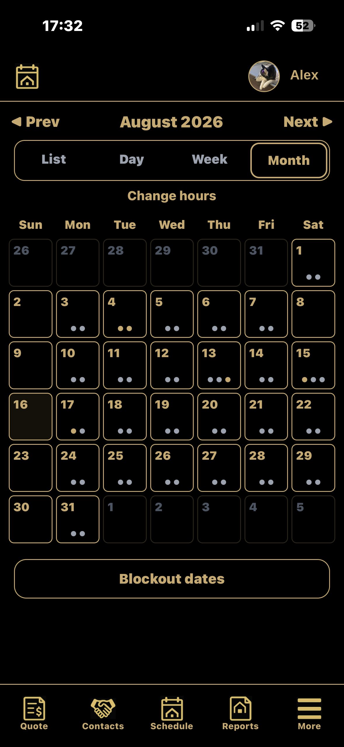 Month schedule in iCatch-it